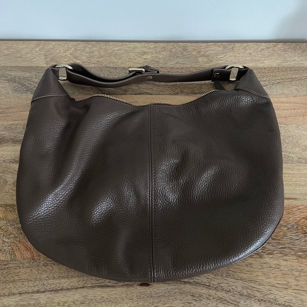 Quince Taupe Italian Leather Shoulder Bag - Brand New